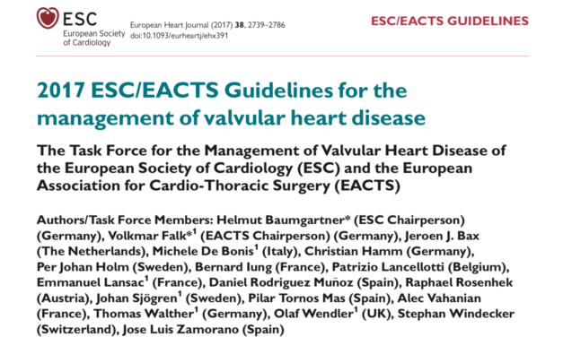 New 2017 ESC/EACTS Guidelines for the management of valvular heart disease